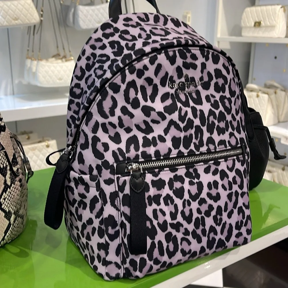 Kate Spade Chelsea Spotted Leopard Medium Backpack Violet Mist NWT